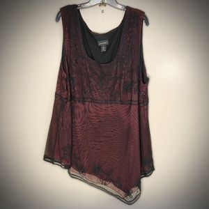 Asymmetrical sleeveless embroidered tunic, size 28